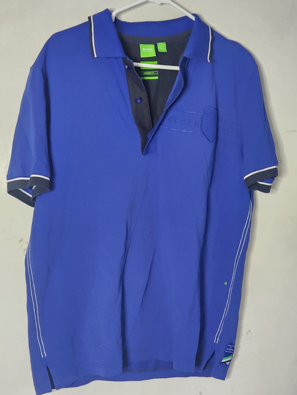 BOSS Men's Blue Polo with Contrast Trim